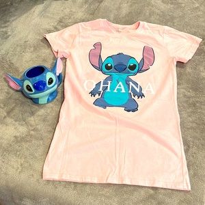 Stitch Ohana Means Family 💗 juniors Graphic T-Shirt +MUG